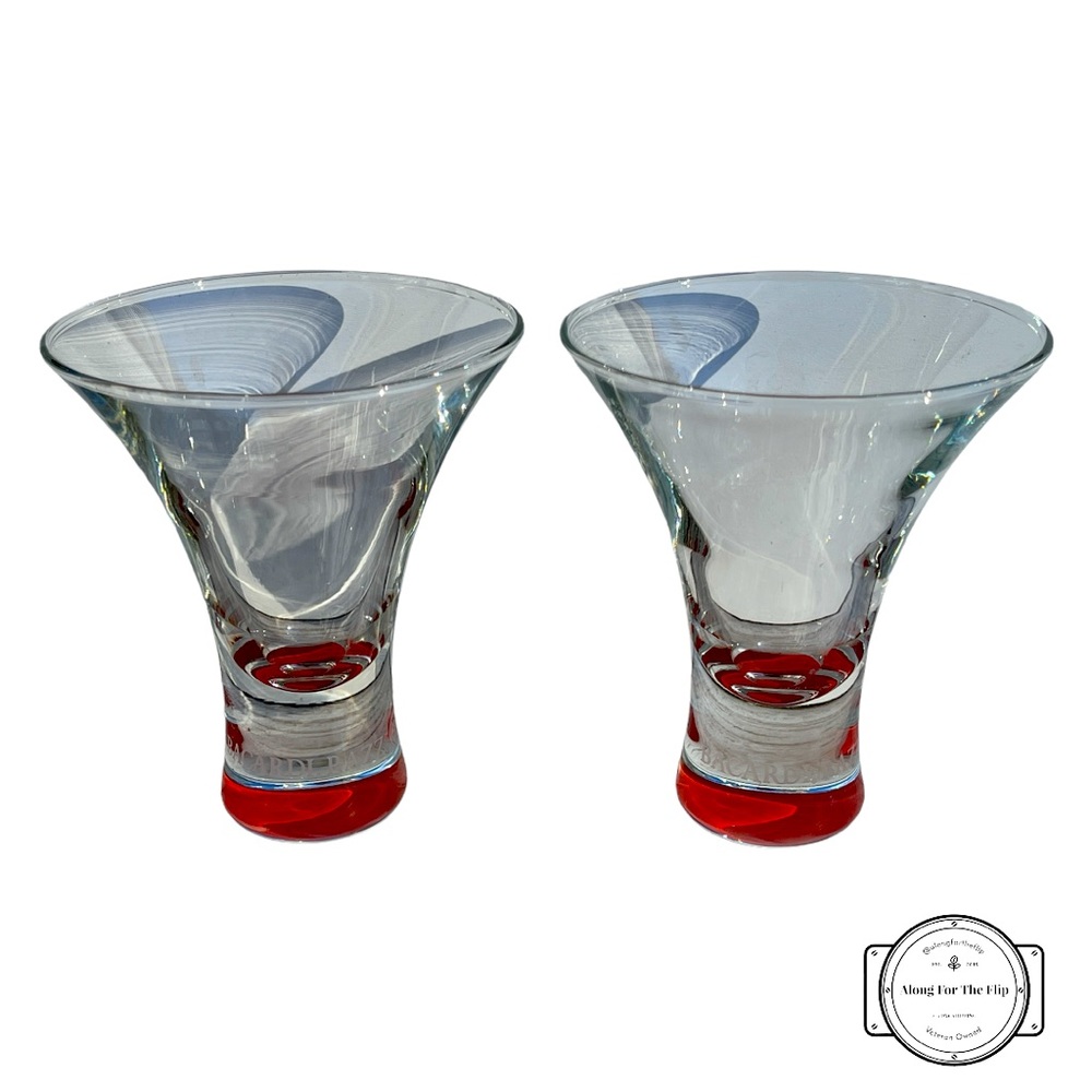 Set of 2 Bacardi Razz Flare Etched Shot Glasses